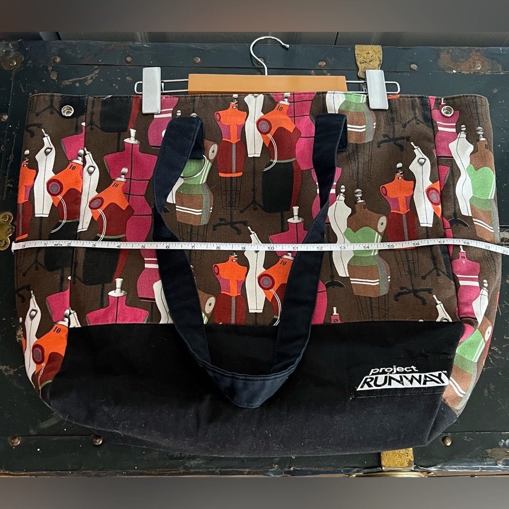 Project Runway Brown and Black Tote with Colorful Mannequin Print